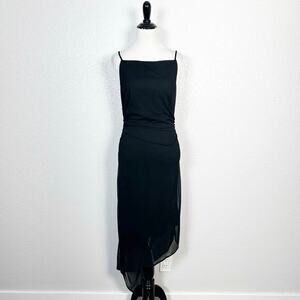 Vintage 90s Y2K Witchy Fairy Grunge Goth HOCO Ruched Asymmetrical‎ Dress Medium